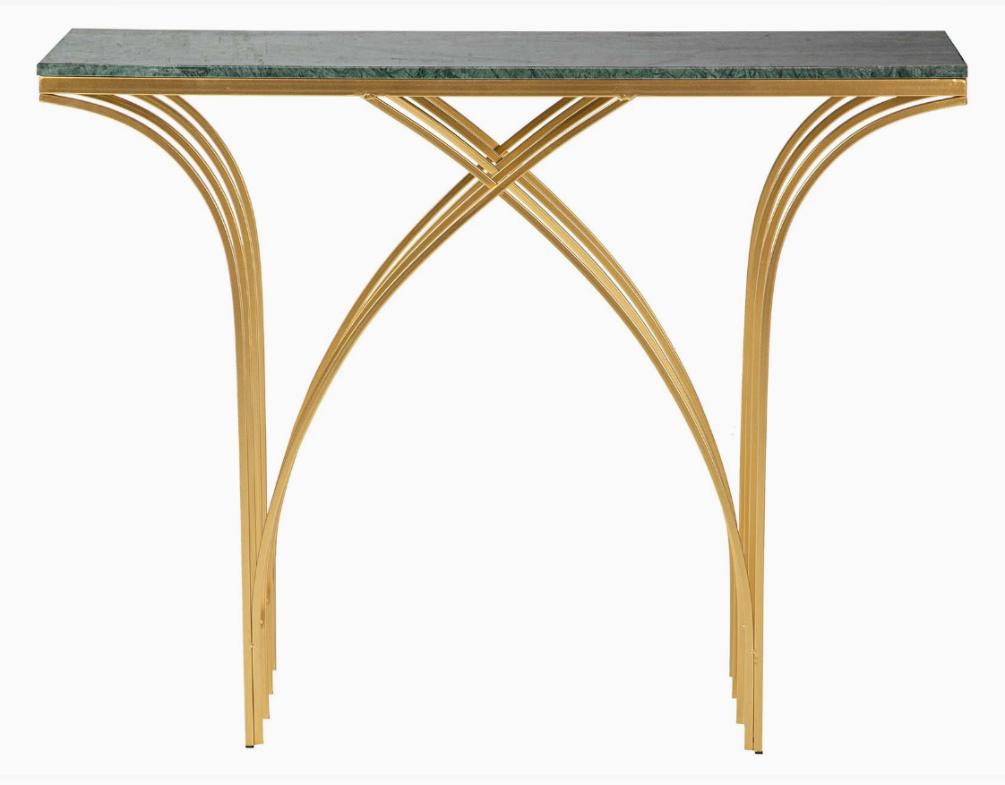 Konsolbord i Grön Marmor & Guld – Elegant Design