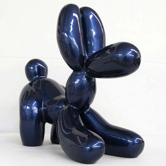 Blå Metallic Ballonghund Skulptur I Begränsad Upplaga