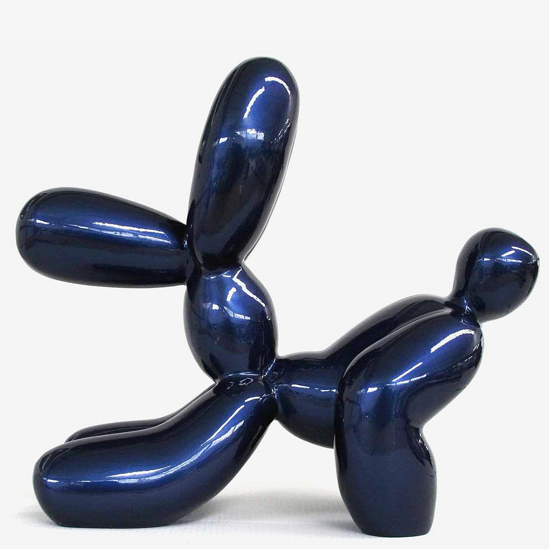 Blå Metallic Ballonghund Skulptur I Begränsad Upplaga