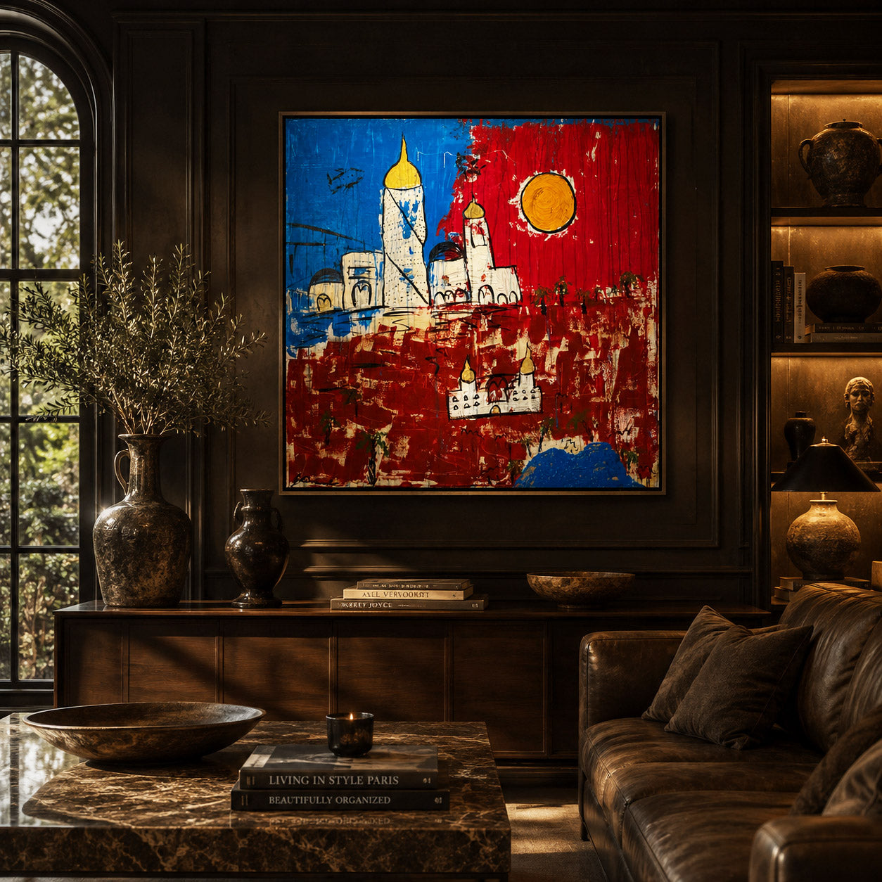 Where the Rich Men Party – Originalmålning av Gina Cinnamoni 100 × 100 cm