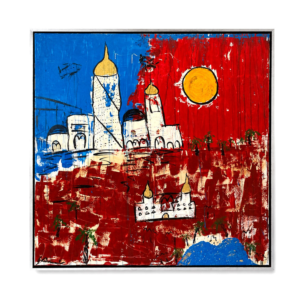 Where the Rich Men Party – Originalmålning av Gina Cinnamoni 100 × 100 cm