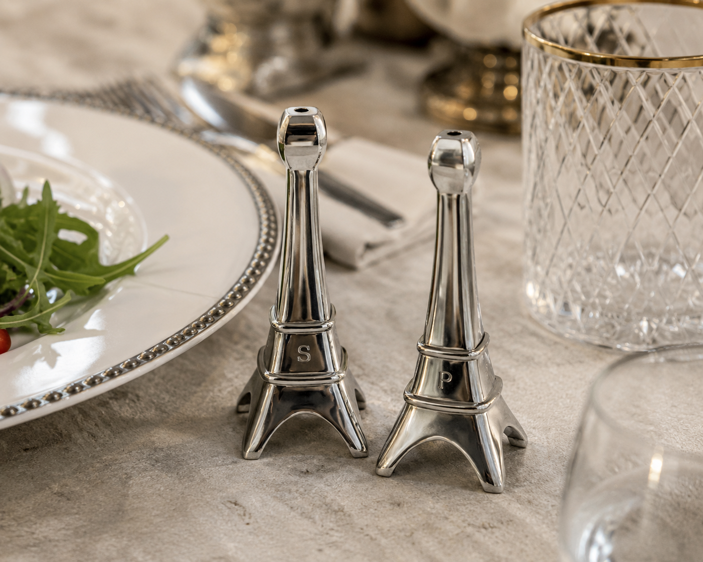 Salt- Och Pepparkar Eiffeltorn I Silver – Set Om 2