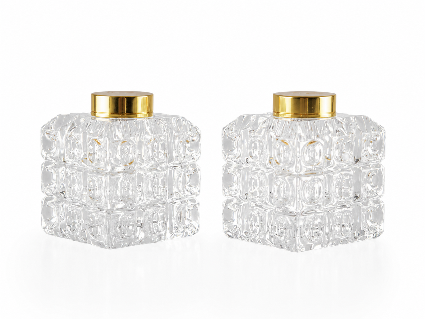 Salt- och Pepparkar i Glas med Gulddetaljer – 2-pack