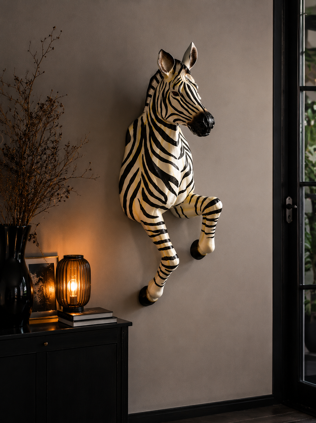 Stor Väggdekoration Med Zebra I Svart Och Vitt