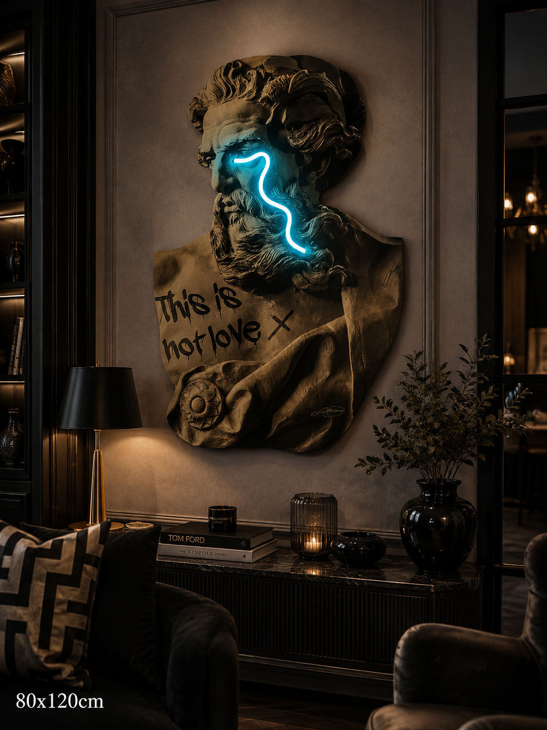 Zeus Crying V1 – LED Väggkonst Med Neonljus I Surrealistisk Design 80 × 120 cm