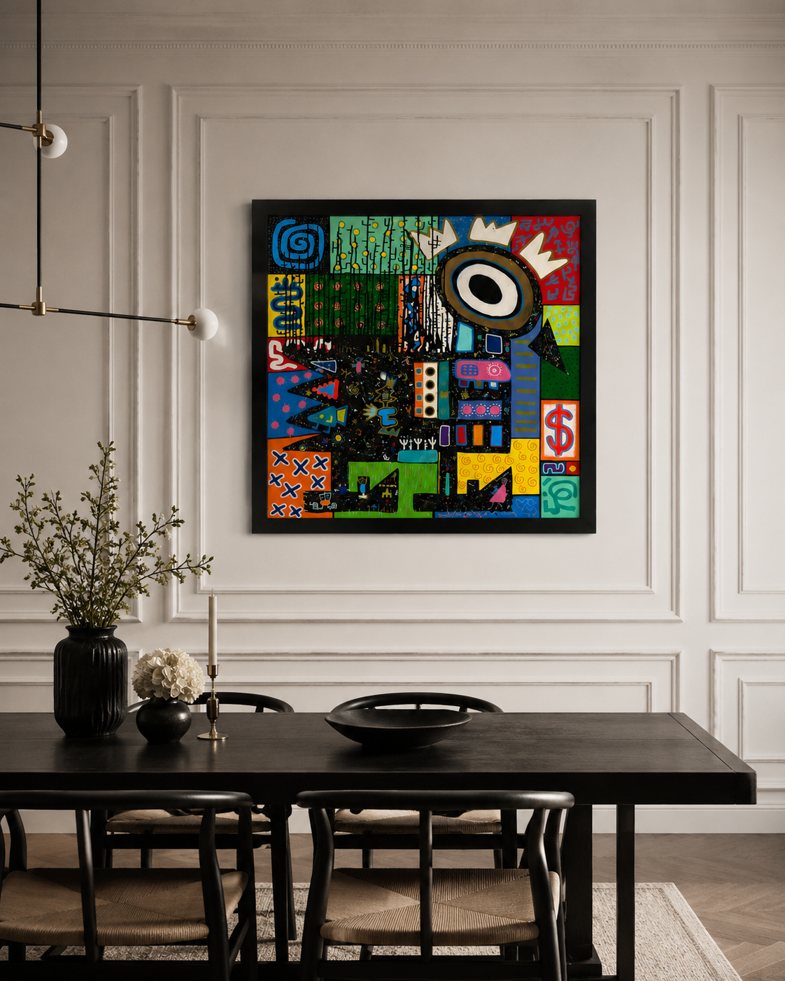 Originalmålning av Linus Cinnamoni – Färgstark Mixed Media 80 × 80 cm