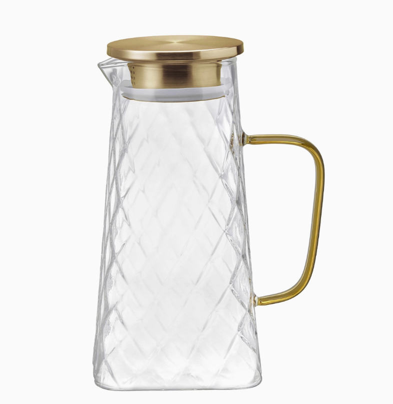 Glaskaraff med Guldfärgat Lock och Handtag – 1,5 liter