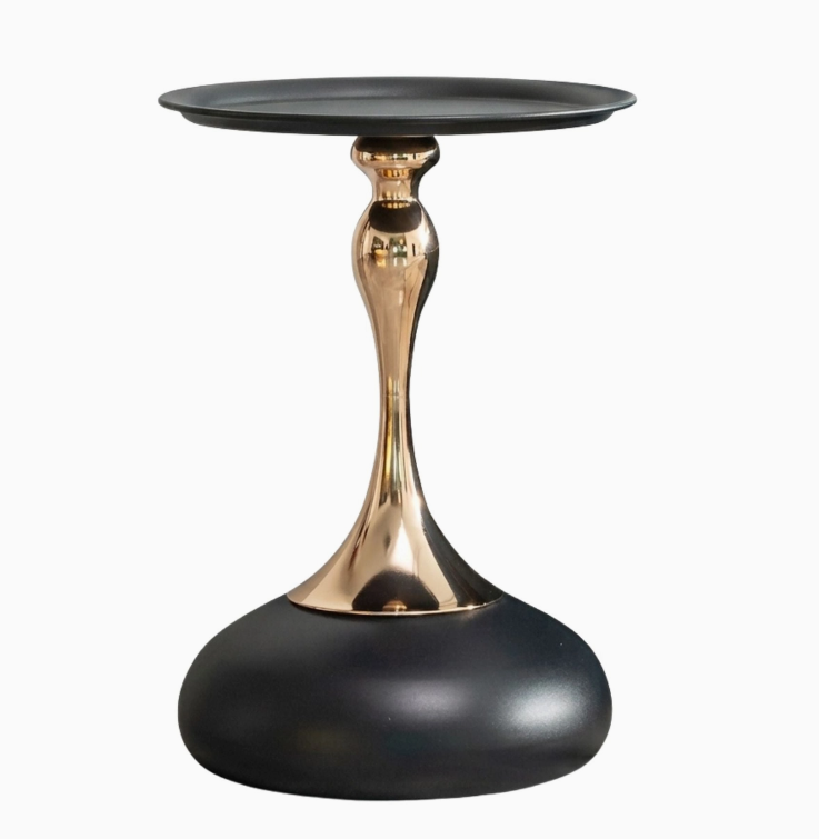 Runt Sidobord I Svart Och Guld – 54 Cm