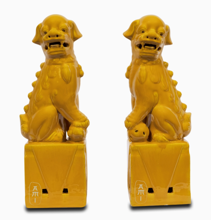 Gula Fu-Lejon I Keramik – Set Om 2