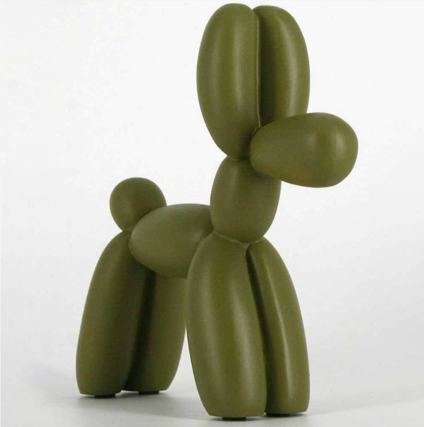 Mossgrön Ballonghund Skulptur I Begränsad Upplaga (M)