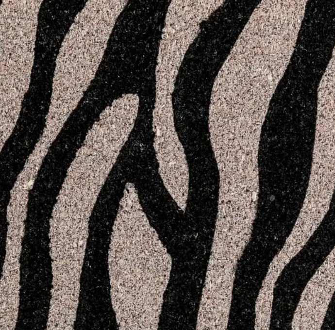 Zebramönstrad Dörrmatta i Svart och Beige – 60 × 40 cm