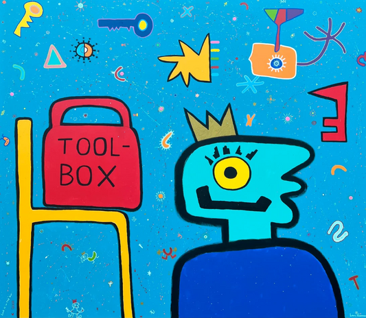 Toolbox – Originalmålning av Linus Cinnamoni | 150 × 120 cm