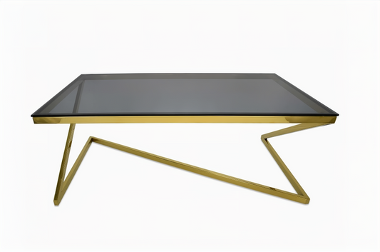 Elegant Soffbord med Geometrisk Design - Glas och Guld