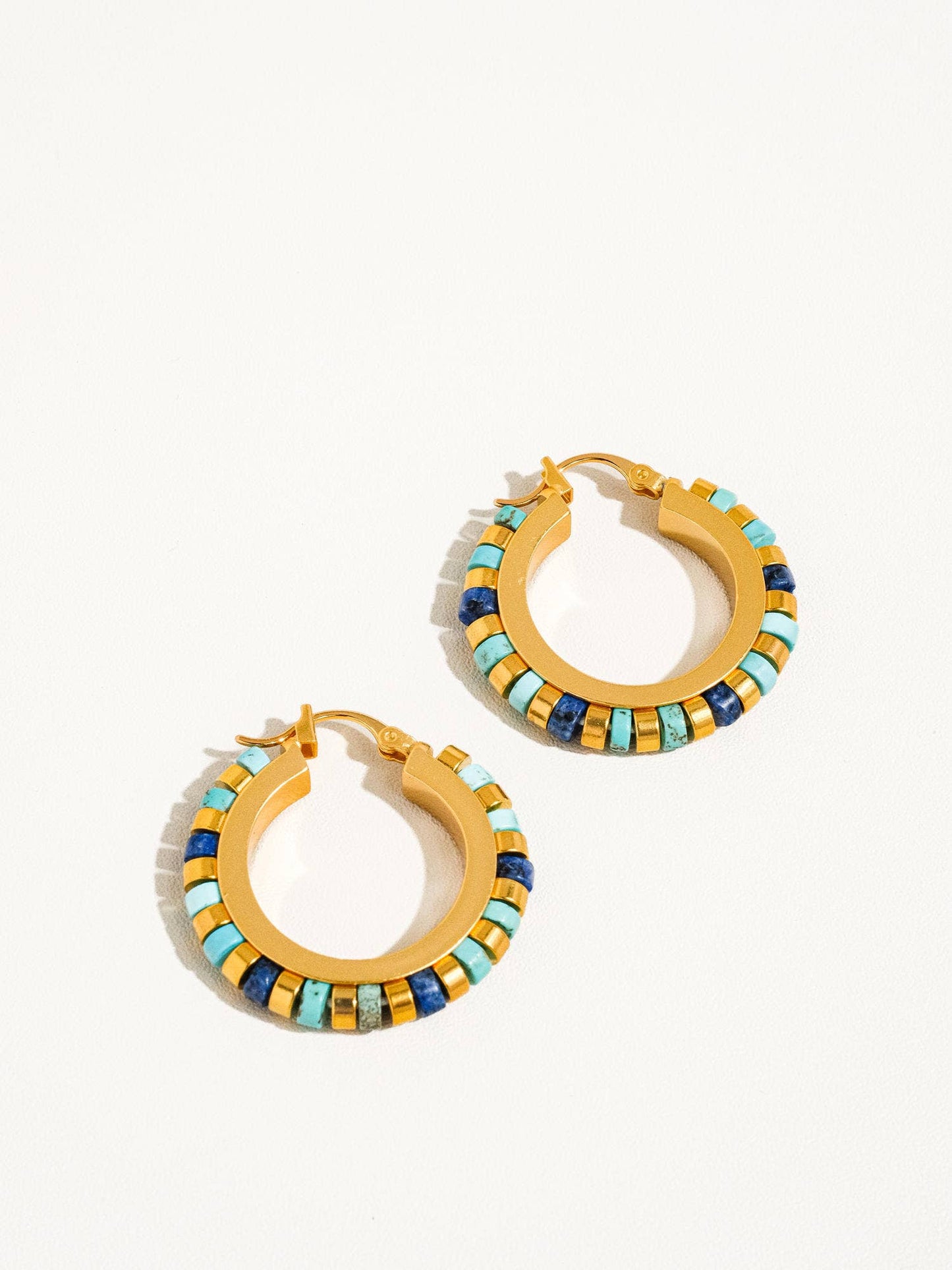 Miranda - 18K Gold Plated Hoop Earrings With Blue And Gold Details