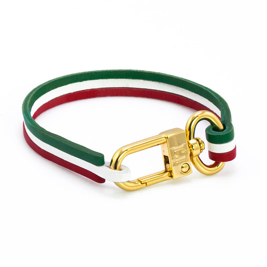 Handgjort Armband i Italienskt Läder Med Guldfärgat Lås – 18 cm