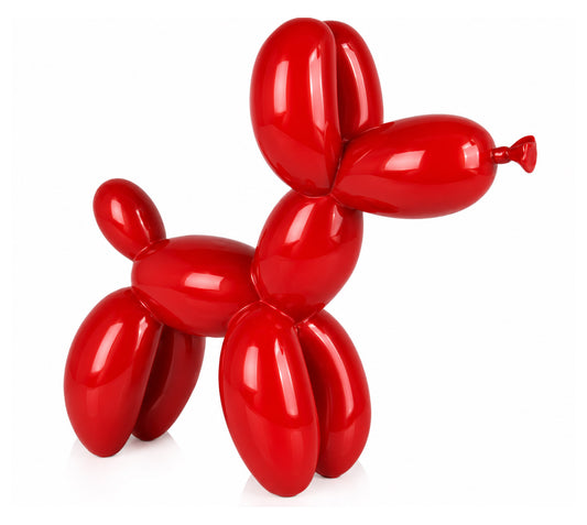 Stor Röd Ballonghund – Handmålad Skulptur 64 cm