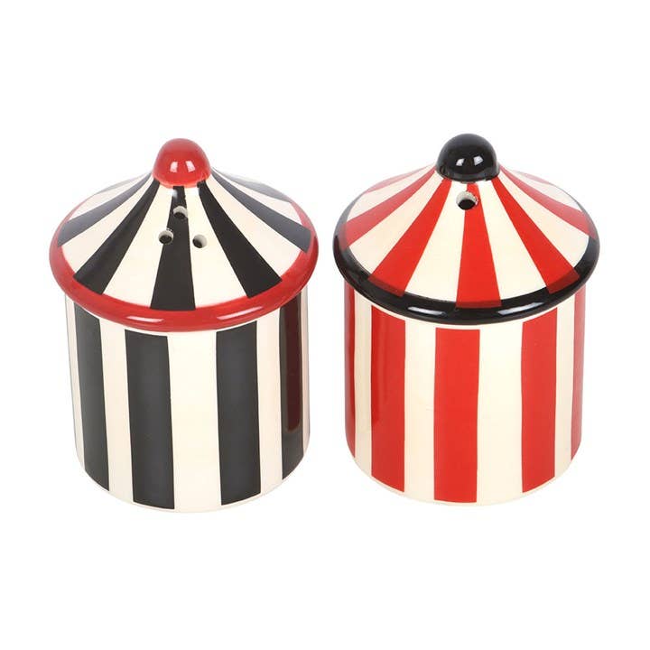 Salt- och Pepparkar Som Randiga Cirkustält – Set om 2