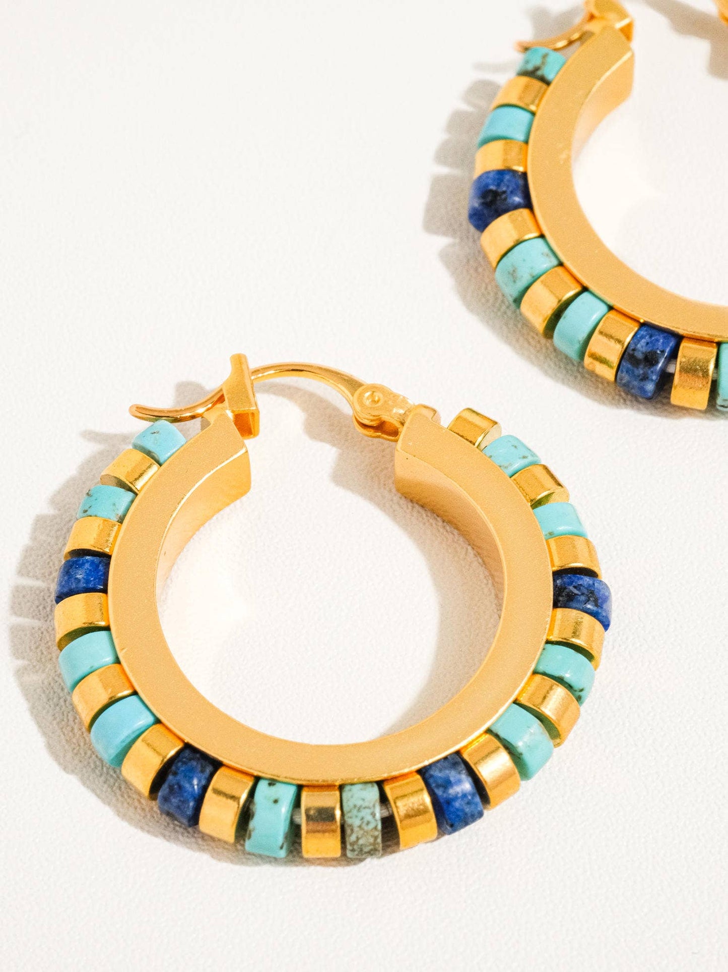 Miranda - 18K Gold Plated Hoop Earrings With Blue And Gold Details