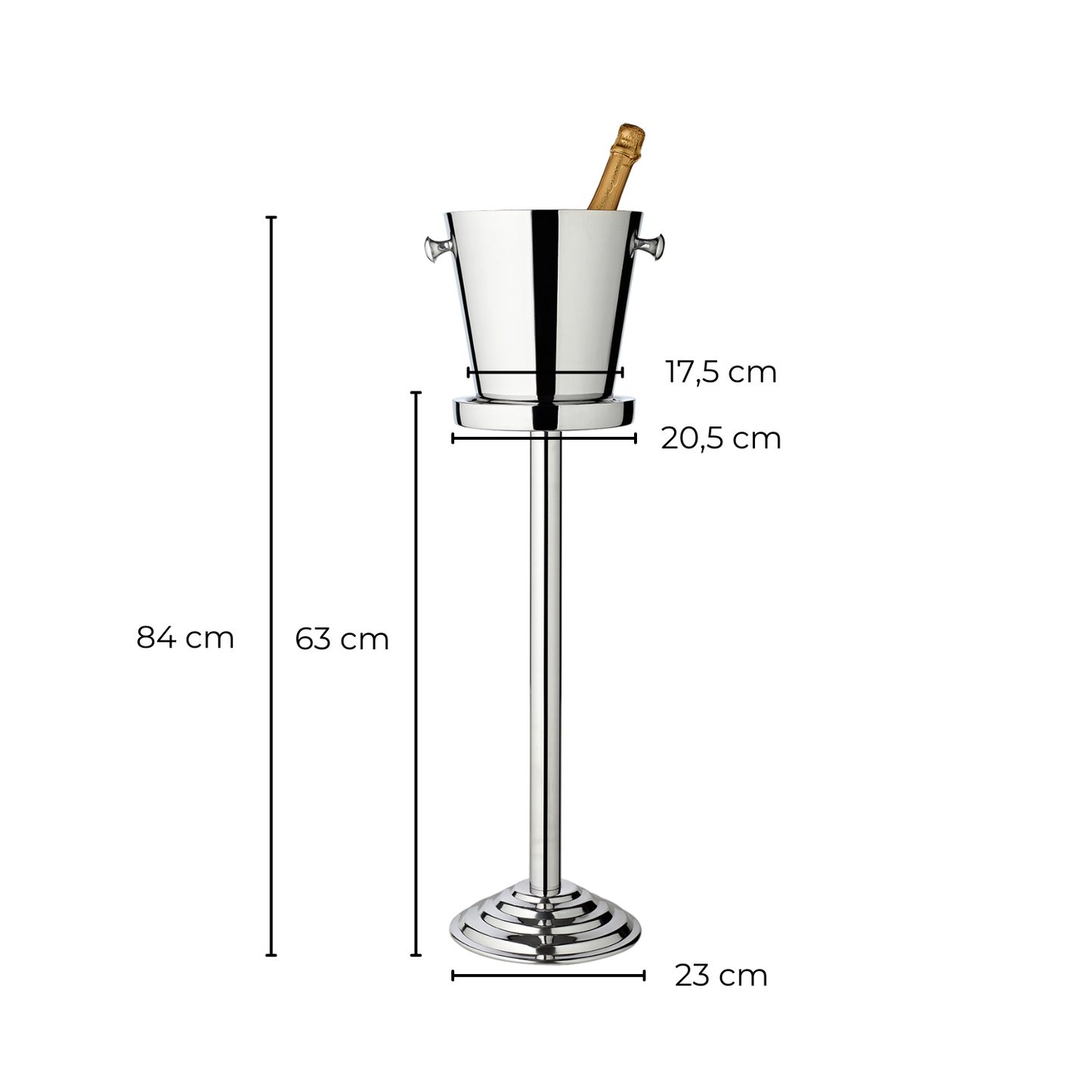 Champagnekylare (höjd 85 cm, diameter 23 cm) inkl. stativ