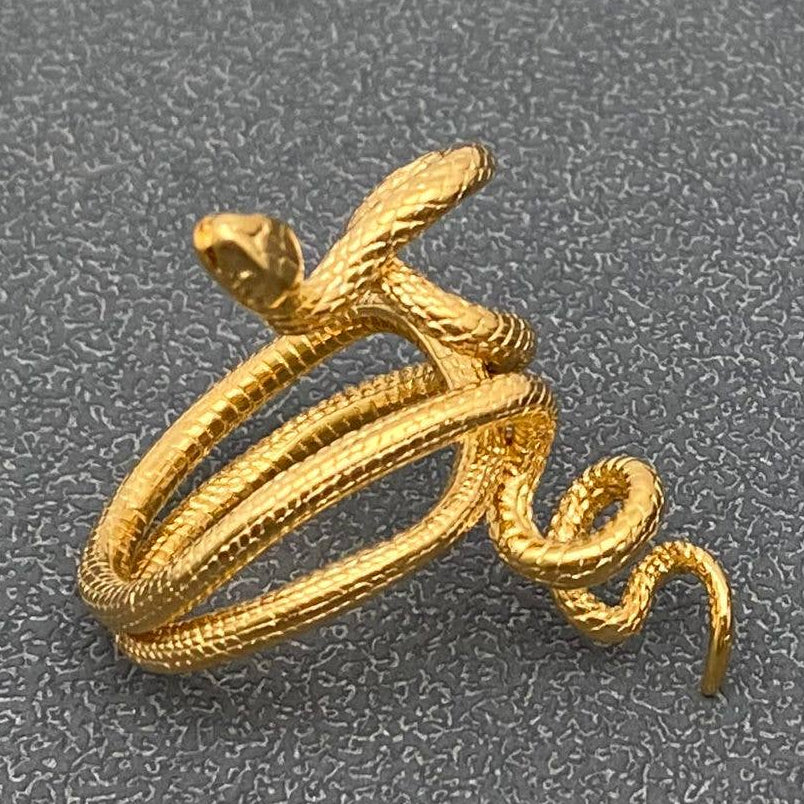 Ring med Orm- Rostfritt Stål och Guldplätering -  strl 13