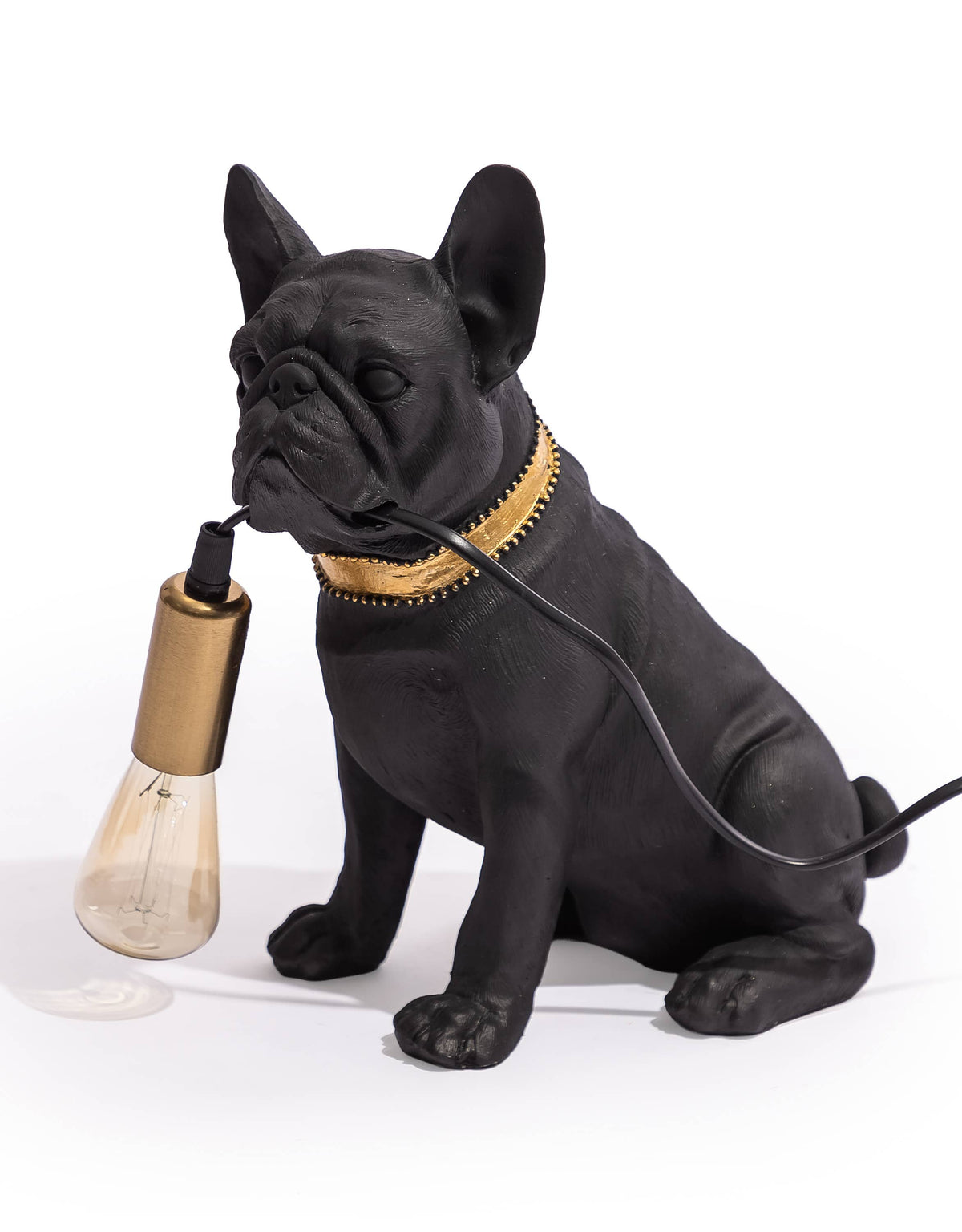 Bordslampa Fransk Bulldog / Mops Hund – Svart & Guld Statementlampa