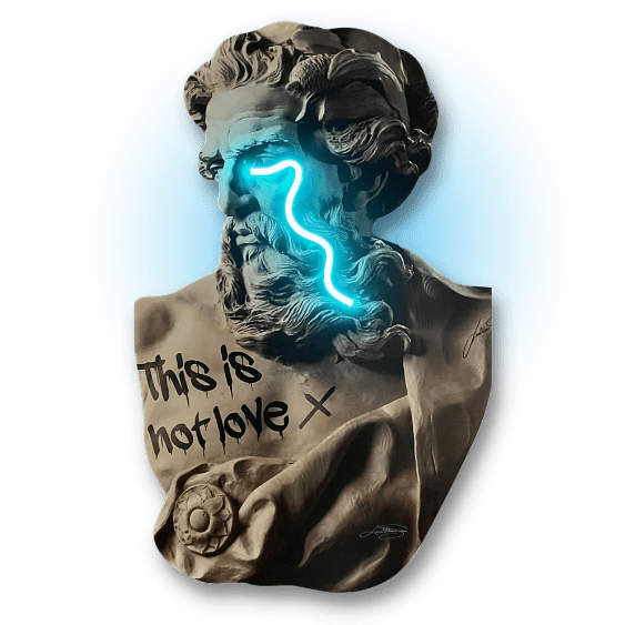 Zeus Crying V1 – LED Väggkonst Med Neonljus I Surrealistisk Design 80 × 120 cm