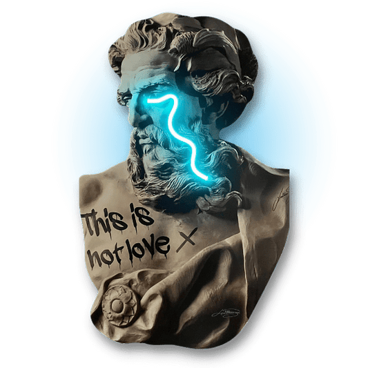 Zeus Crying V1 – LED Väggkonst Med Neonljus I Surrealistisk Design 80 × 120 cm